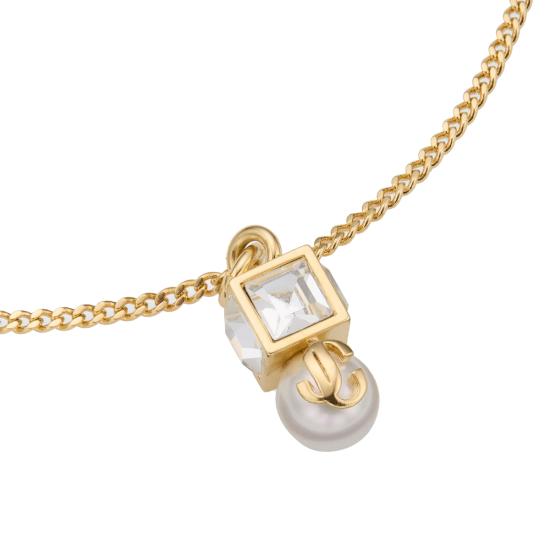 26SS 지미추 팔찌 JC PEARL CUBE BRCLT FTAGOLD WHITE CRYSTAL Golden - JIMMY CHOO