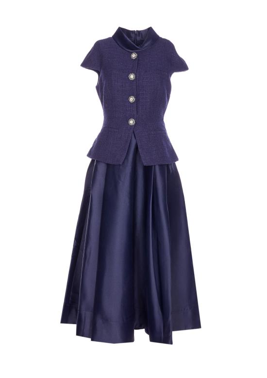 26SS 셀프 포트레이트 미디 원피스 161M NAVY Blue