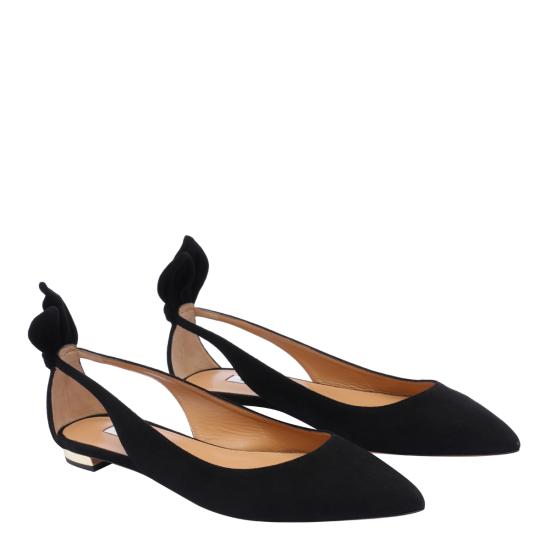 26SS 아쿠아주라 플랫 슈즈 DENFLAB0 SUE000 Black - AQUAZZURA