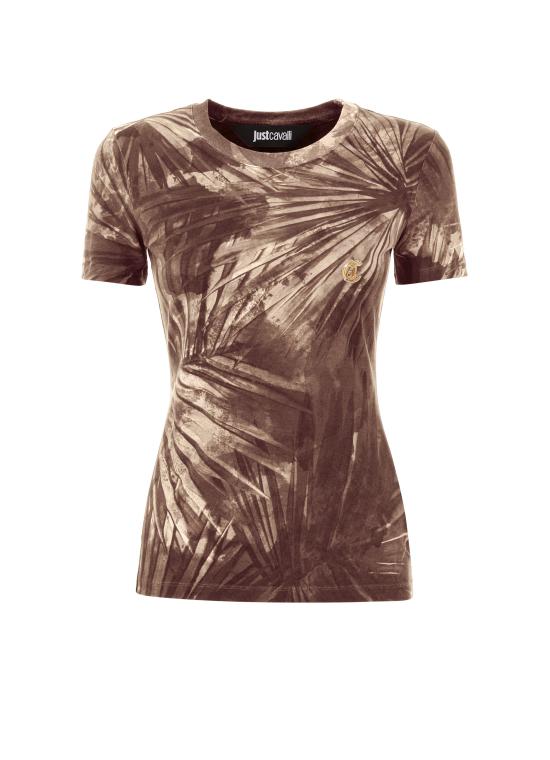 25FW 로베르토 카발리 반팔 티셔츠 79PAHE07 CJ112700 Beige