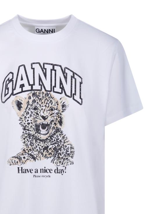 25FW 가니 베이직 저지 레오파드 릴렉스드 티셔츠 T4124 943 LEOPARD - GANNI