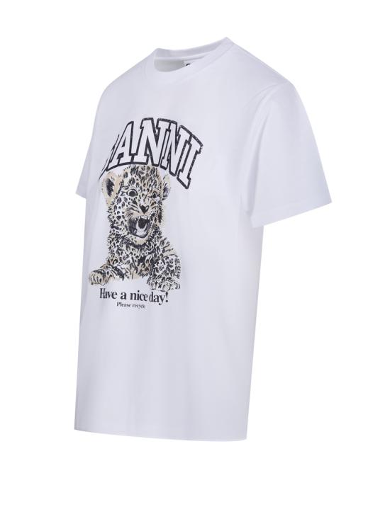 25FW 가니 베이직 저지 레오파드 릴렉스드 티셔츠 T4124 943 LEOPARD - GANNI