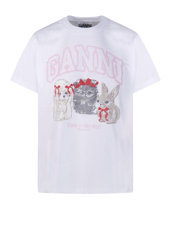 26SS 가니 애니멀 프린트 티셔츠 A1050029 151 BRIGHT WHITE