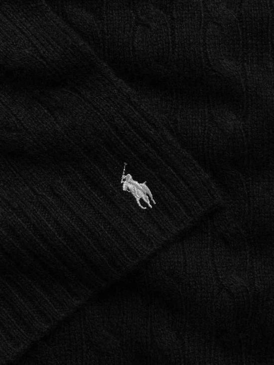 26FW 폴로 랄프로렌 포니 로고 자수 케이블 니트 스카프 455956296001 Black - POLO RALPH LAUREN