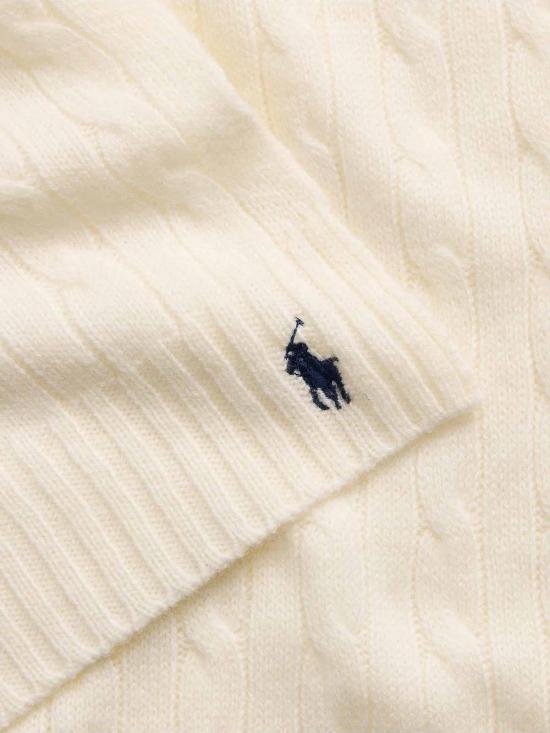 26FW 폴로 랄프로렌 포니 로고 자수 케이블 니트 스카프 455956296002 White - POLO RALPH LAUREN
