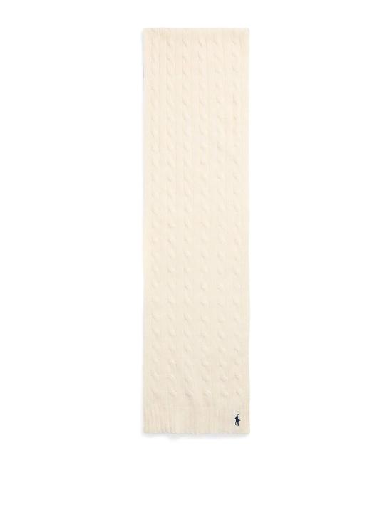 26FW 폴로 랄프로렌 포니 로고 자수 케이블 니트 스카프 455956296002 White - POLO RALPH LAUREN