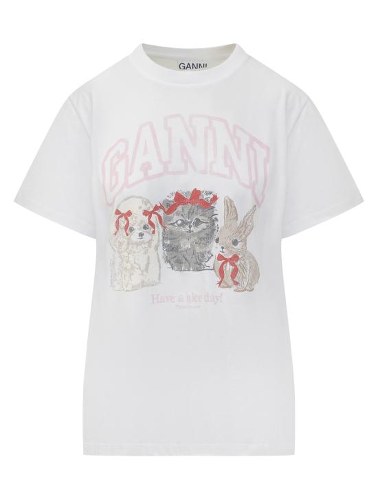 26SS 가니 애니멀 프린트 티셔츠 A1050029 151 BRIGHT WHITE