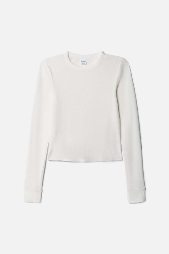  리던 긴팔 티셔츠 베이비 와플 롱슬리브 탑 오프 화이트