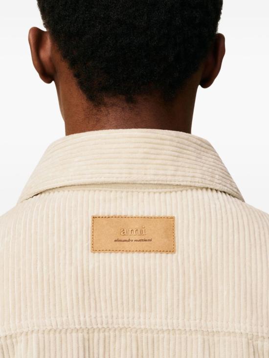 25FW 아미 코듀로이 벨벳 사이드 슬릿 오버셔츠 USH793CO0131 185 IVOIRE - AMI