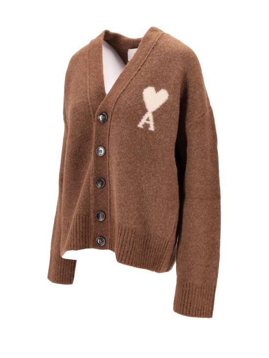 25FW 아미 빅 하트 로고 알파카 니트 가디건 UKC365KN0135 217 - AMI