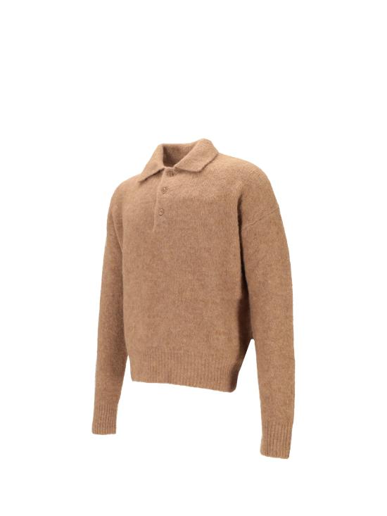 25FW 아미 알파카 아미 롱 슬리브 폴로 스웨터 HPL405KN0021 280 CAMEL - AMI