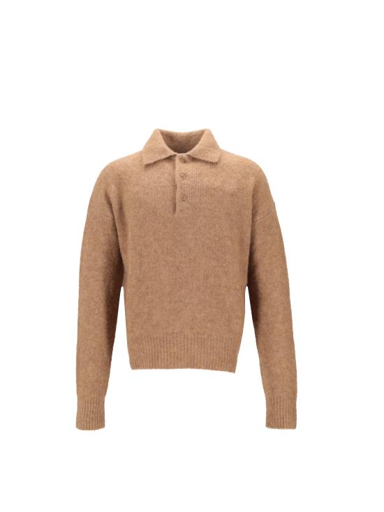25FW 아미 알파카 아미 롱 슬리브 폴로 스웨터 HPL405KN0021 280 CAMEL