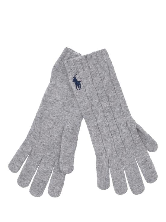 26FW 랄프 로렌 포니 로고 울캐시미어 케이블 니트 장갑 455981440004 SOFT GREY