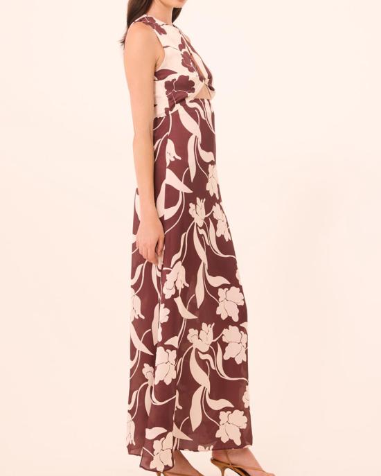  미사 로스엔젤레스 롱 원피스 미사 로스앤젤레스 루앤 드레스 초콜릿 플로라 믹스 - MISA LOS ANGELES