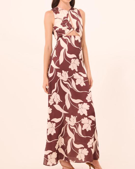  미사 로스엔젤레스 롱 원피스 미사 로스앤젤레스 루앤 드레스 초콜릿 플로라 믹스 - MISA LOS ANGELES