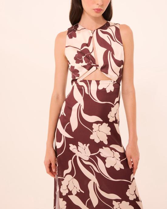  미사 로스엔젤레스 롱 원피스 미사 로스앤젤레스 루앤 드레스 초콜릿 플로라 믹스 - MISA LOS ANGELES