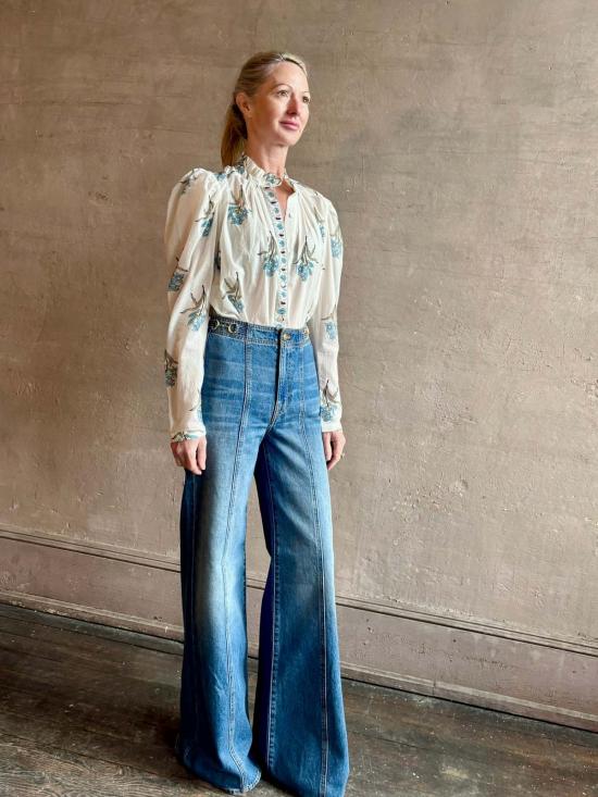  알릭스 오브 보헤미아 블라우스 아르테미스 스카이 미스트 플라워 셔츠 - ALIX OF BOHEMIA