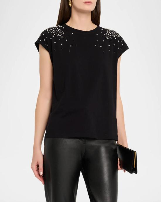  Ramy Brook 반팔 티셔츠 라미 브룩 아멜리아 장식 티셔츠 블랙