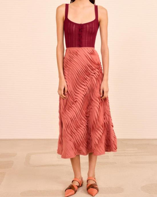  울라 존슨 미디 스커트 Ulla Johnson Amiko  체스트넛 - ULLA JOHNSON