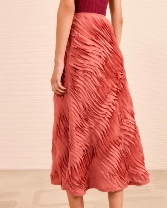  울라 존슨 미디 스커트 Ulla Johnson Amiko  체스트넛 - ULLA JOHNSON