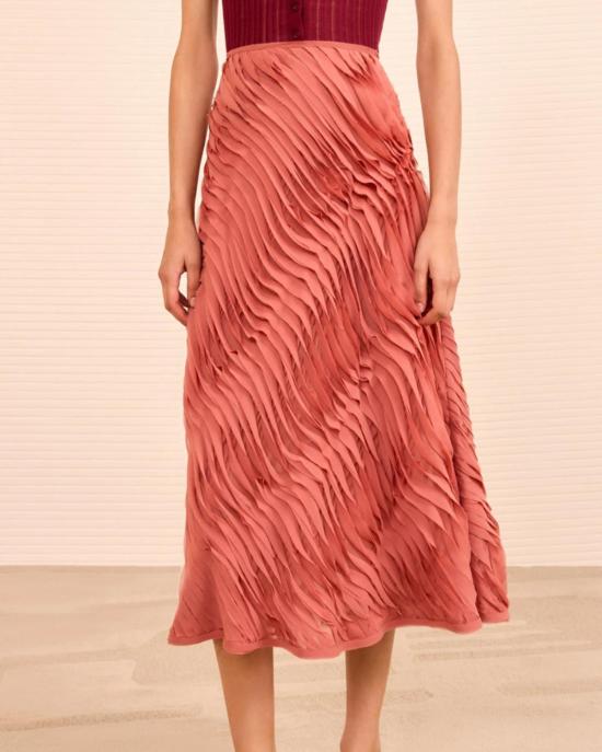  울라 존슨 미디 스커트 Ulla Johnson Amiko  체스트넛 - ULLA JOHNSON