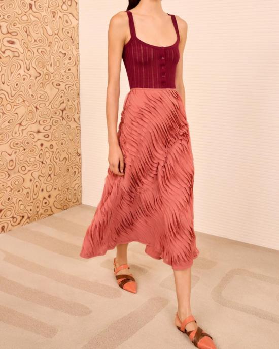  울라 존슨 미디 스커트 Ulla Johnson Amiko  체스트넛 - ULLA JOHNSON