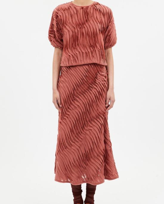  울라 존슨 미디 스커트 Ulla Johnson Amiko  체스트넛 - ULLA JOHNSON