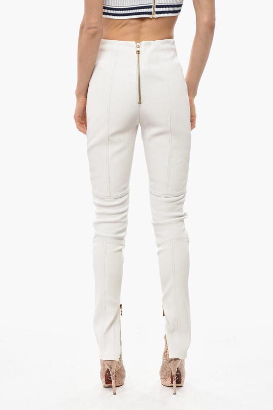  발망 가죽 팬츠 YF0QD023LB630FB White - BALMAIN