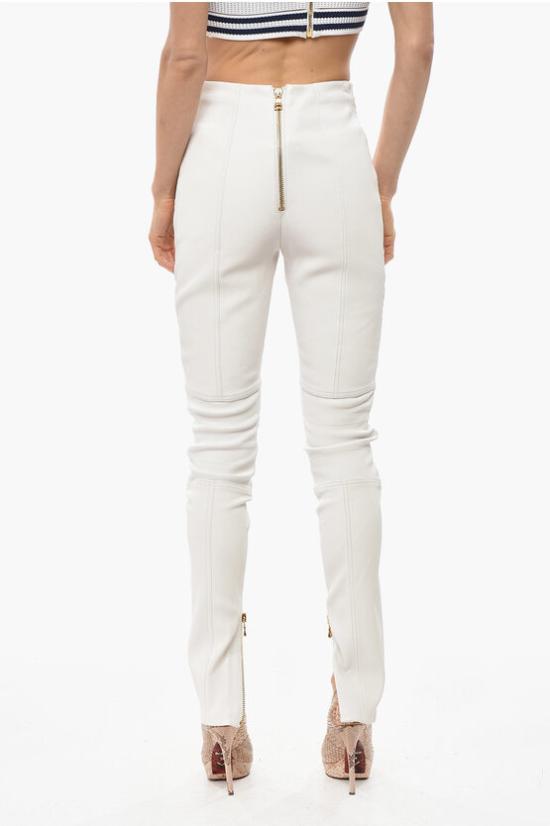  발망 가죽 팬츠 YF0QD023LB630FB White - BALMAIN