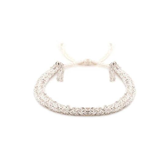  마리 로르 샤모렐 팔찌 화이트 실버 브레이디드