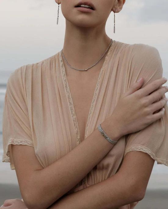  마리 로르 샤모렐 목걸이/팬던트 MLC 로듐 숏 패싯 폴키 다이아몬드 목걸이