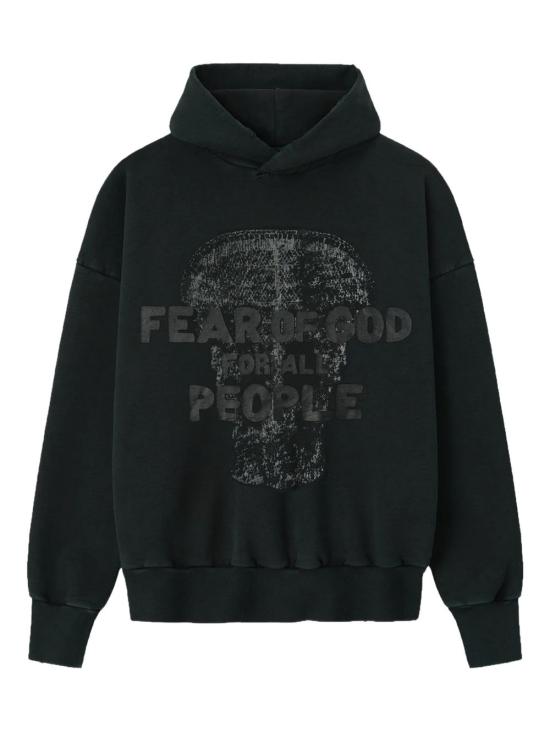 25FW 피어오브갓 릴렉스핏 로고 플리스 후드 티셔츠 FG25FW1212108BHF 001 Black