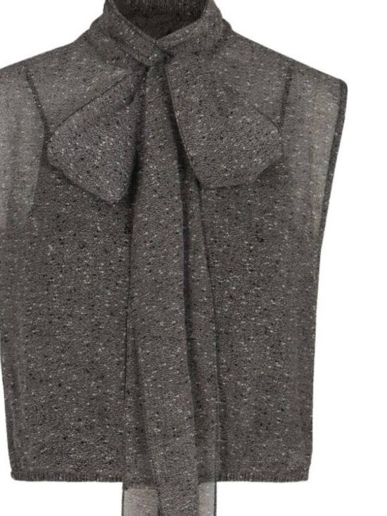 25FW 구찌 시어 실크 조젯 탑 846401 ZATRU1173 Black - GUCCI