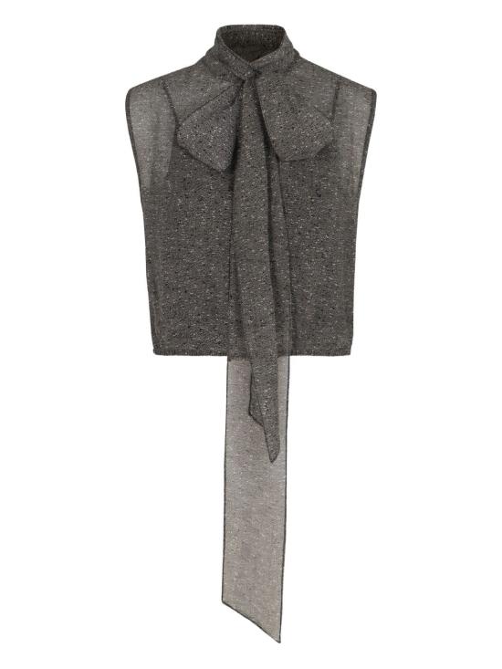 25FW 구찌 시어 실크 조젯 탑 846401 ZATRU1173 Black