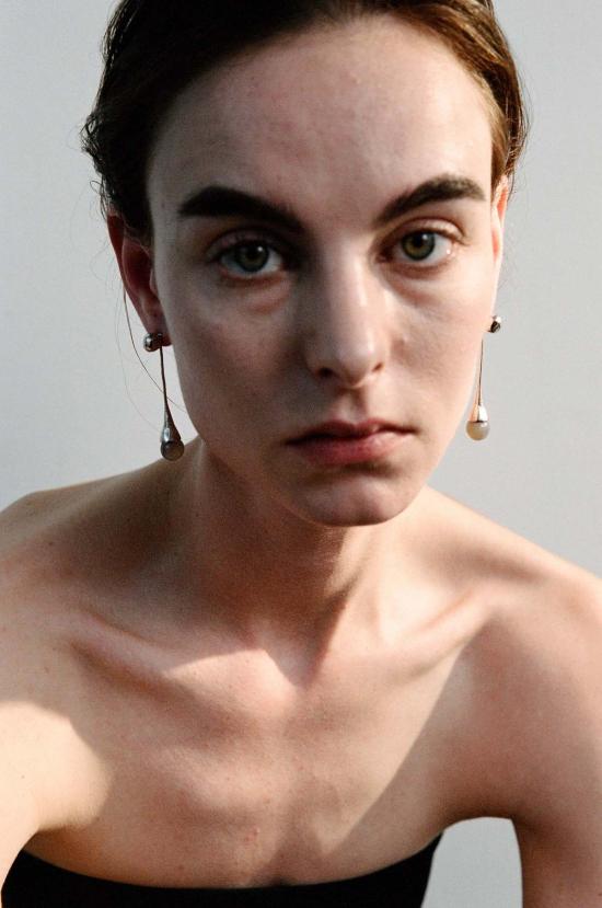  에이비오에이비 이어링 아보압 드립 롱  스털링 실버 + 그레이 아게이트 - ABOAB