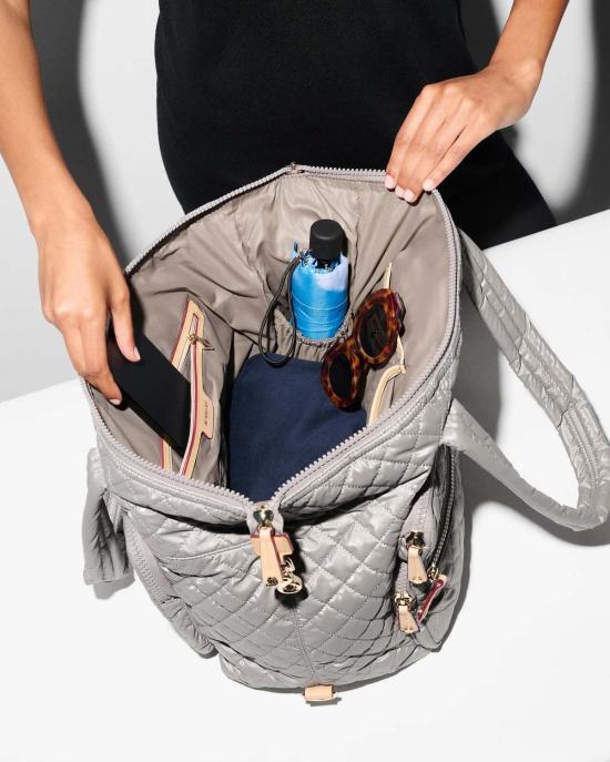  mz wallace 캐리어 Mz Wallace 대형 Sutton 여행 가방 세이블 펄 메탈릭 - OTHER BRANDS