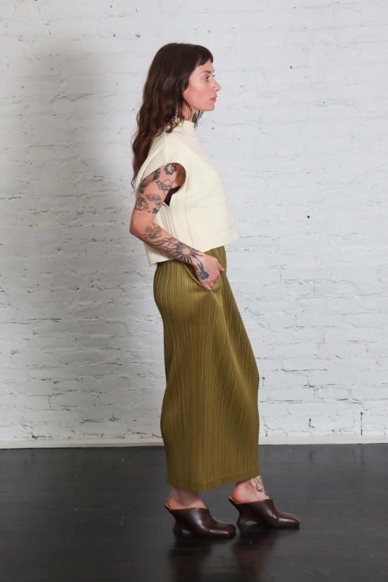  플리츠플리즈 민소매 티셔츠 이세이 미야케 플리츠 플리즈 크레이프 니트 셔츠 - PLEATS PLEASE