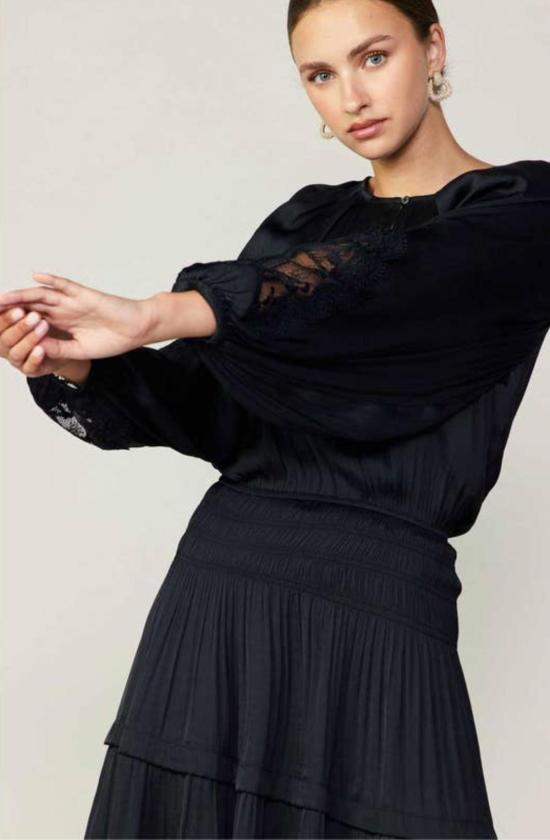  Current Air 숏 원피스 커런트 에어 레이스 슬리브 미니 드레스 블랙 - OTHER BRANDS