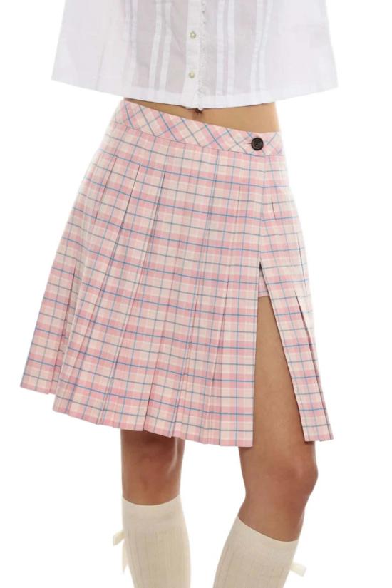  샌디리앙 미디 스커트 Sandy Liang Astra Skort 핑크 멀티 - SANDY LIANG