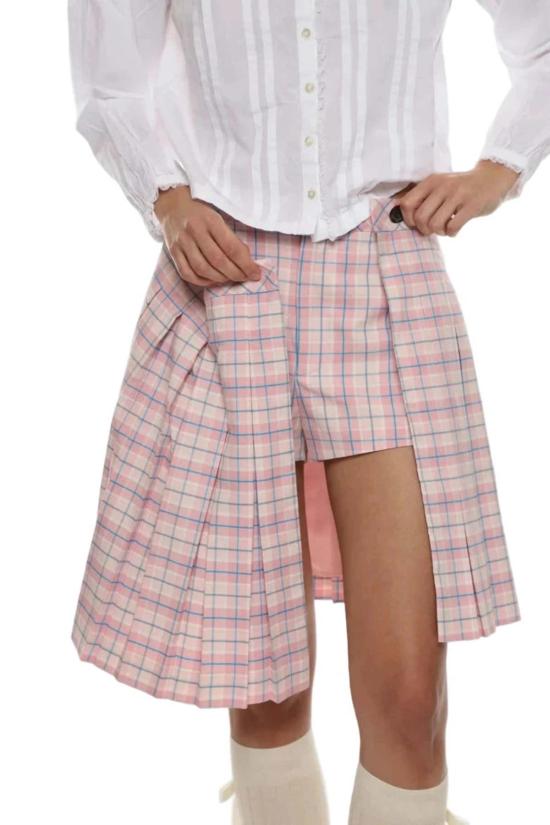  샌디리앙 미디 스커트 Sandy Liang Astra Skort 핑크 멀티 - SANDY LIANG