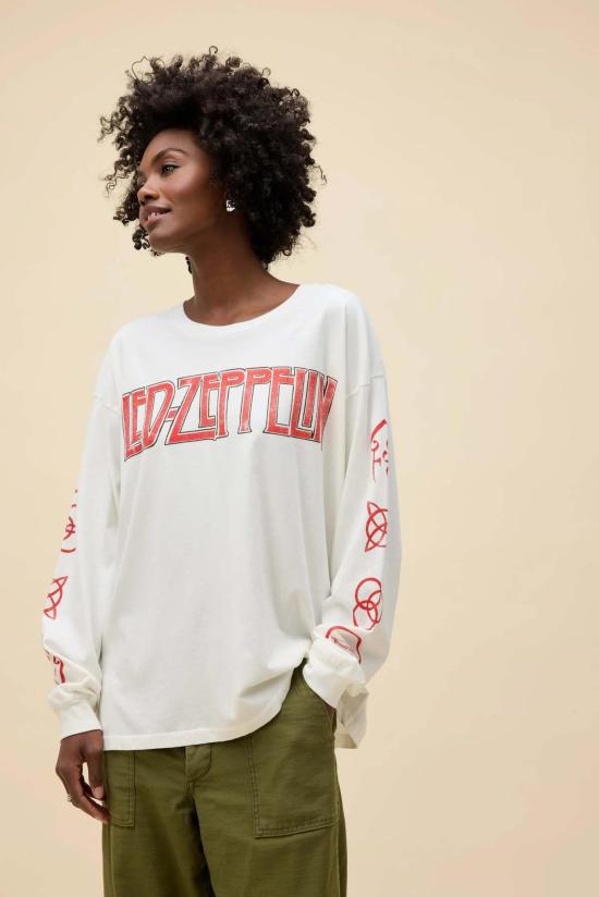  데이드리머 긴팔 티셔츠 데이드림머 레드 제플린 포 심볼스 머치 긴팔 탑 빈티지 화이트