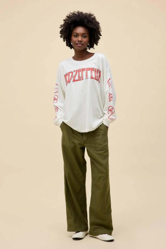  데이드리머 긴팔 티셔츠 데이드림머 레드 제플린 포 심볼스 머치 긴팔 탑 빈티지 화이트 - DAYDREAMER