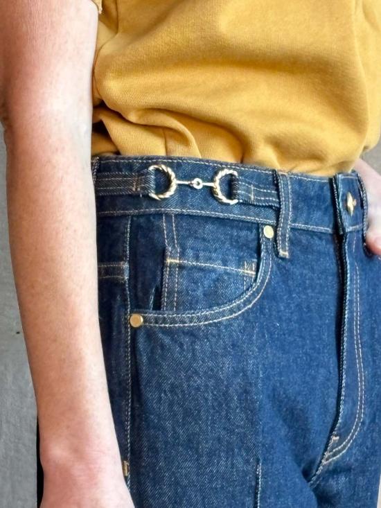  울라 존슨 데님 팬츠 아가사 스트레이트 레그 핀턱 진 - ULLA JOHNSON