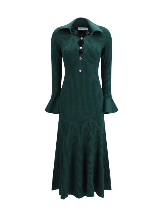 26SS 셀프 포트레이트 롱 원피스 RS26138MAG GREEN