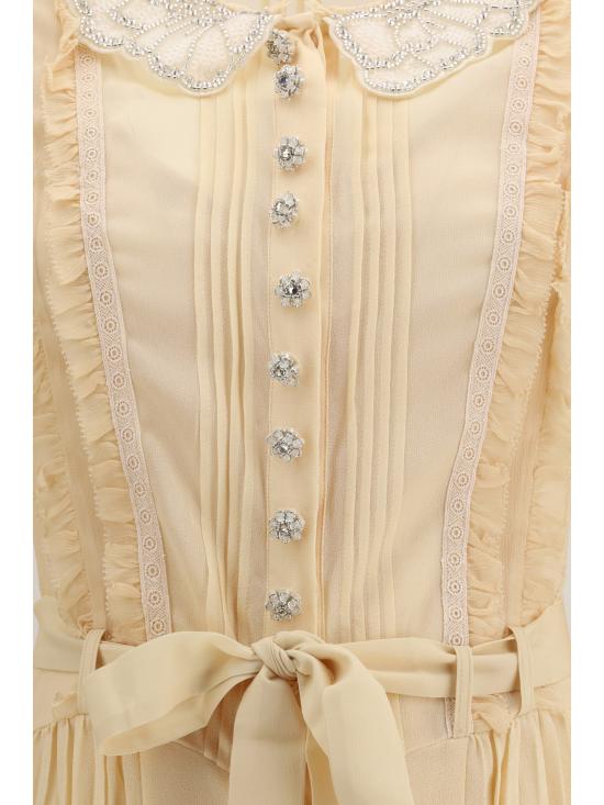 26SS 셀프 포트레이트 미디 원피스 RS26034ST TAN CREAM - SELF PORTRAIT