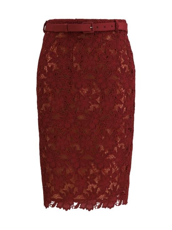 26SS 셀프 포트레이트 미디 스커트 RS26171MSKBU BURGUNDY BORDEAUX