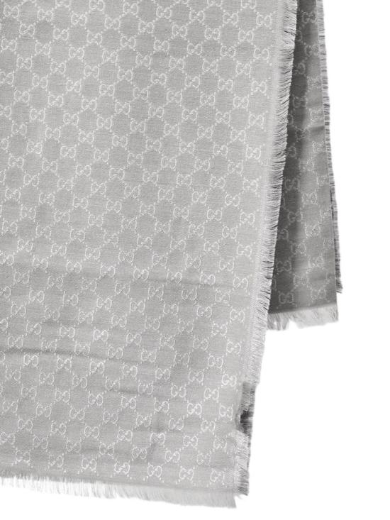 25FW 구찌 GG 프린트 울&코튼 숄 8452433GC461963 LIGHT GREY DOM - GUCCI