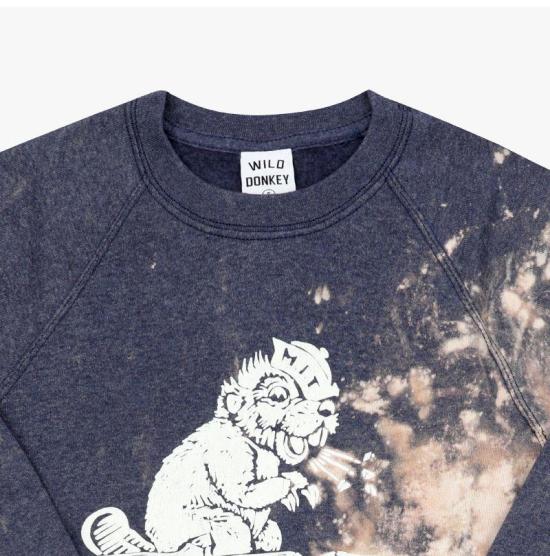  와일드 동키 긴팔 티셔츠 MIT BLEACHED HEATHER BLUE DOM - WILD DONKEY