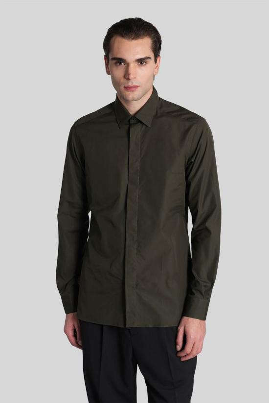 25FW 에르메네질도제냐 긴팔 셔츠 430313 201065A2 9YC0CA GREEN