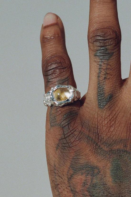  패리스 반지 스털링 실버 & 시트린 파리스 로카 아이 링 - FARIS